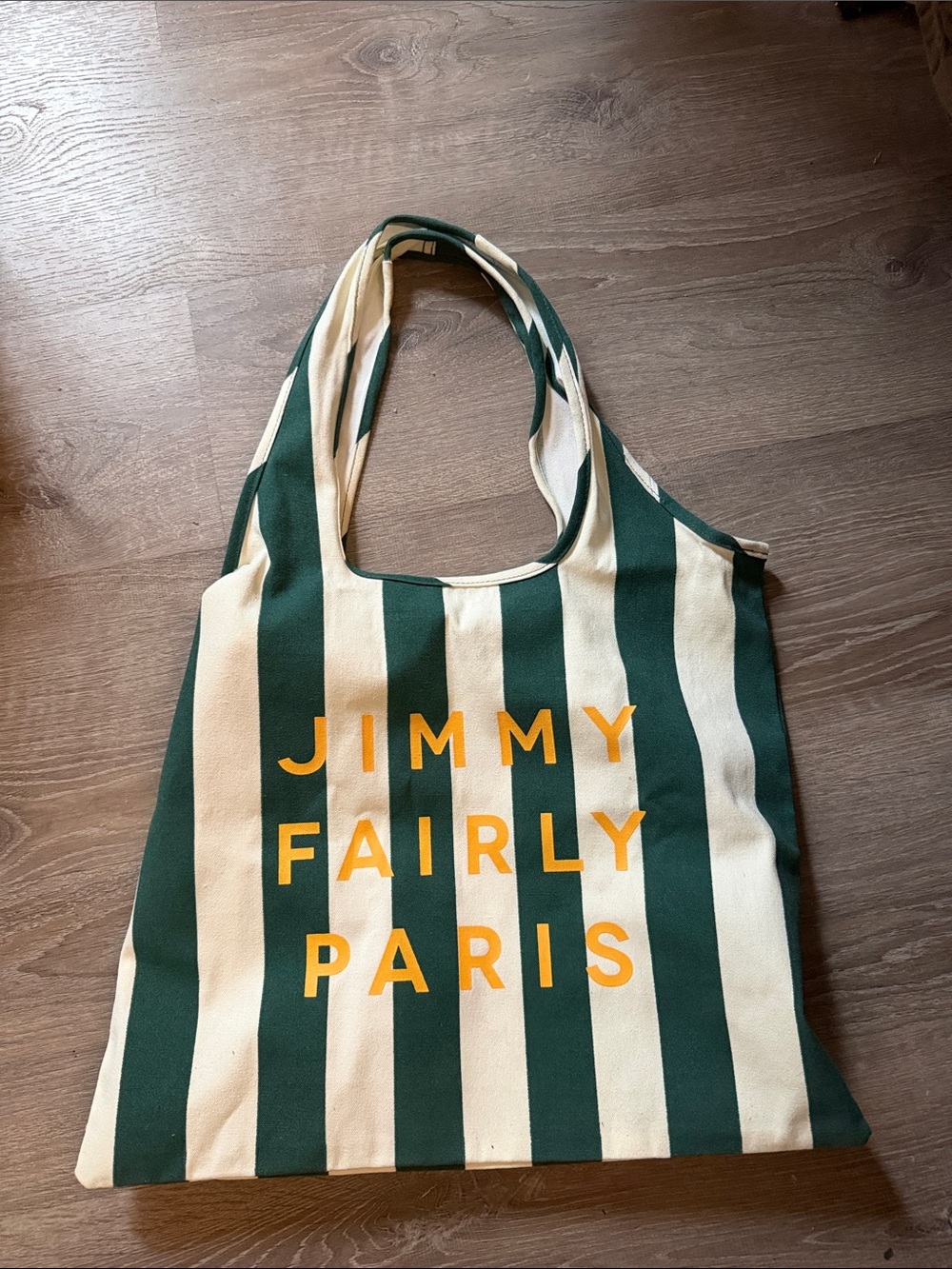 Jimmy Fairly Green & Cream Striped Canvas Messenger Tote